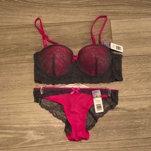 34b pink gray bra and panty set NWT